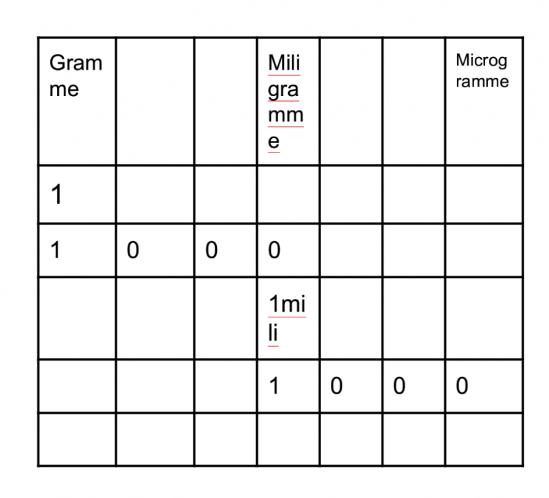 conversions microgrammes