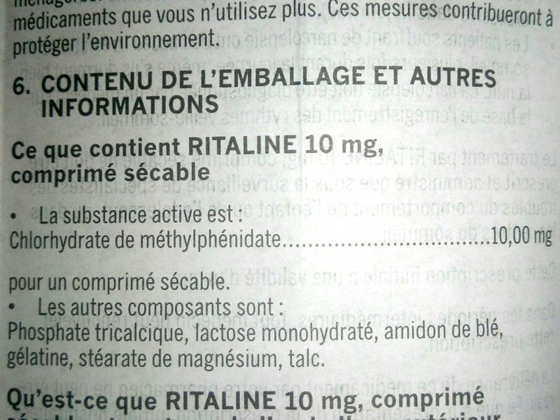 Ce que contient RITALINE 10mg cp sécable